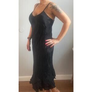 Rainbow Jo Hawaiian Black Sleeveless Strappy Midi Dress